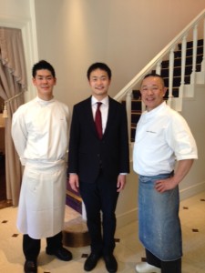 ＧＲＡＣＩＡＮＩ総料理長、総料理長と記念写真をとらせていただきました